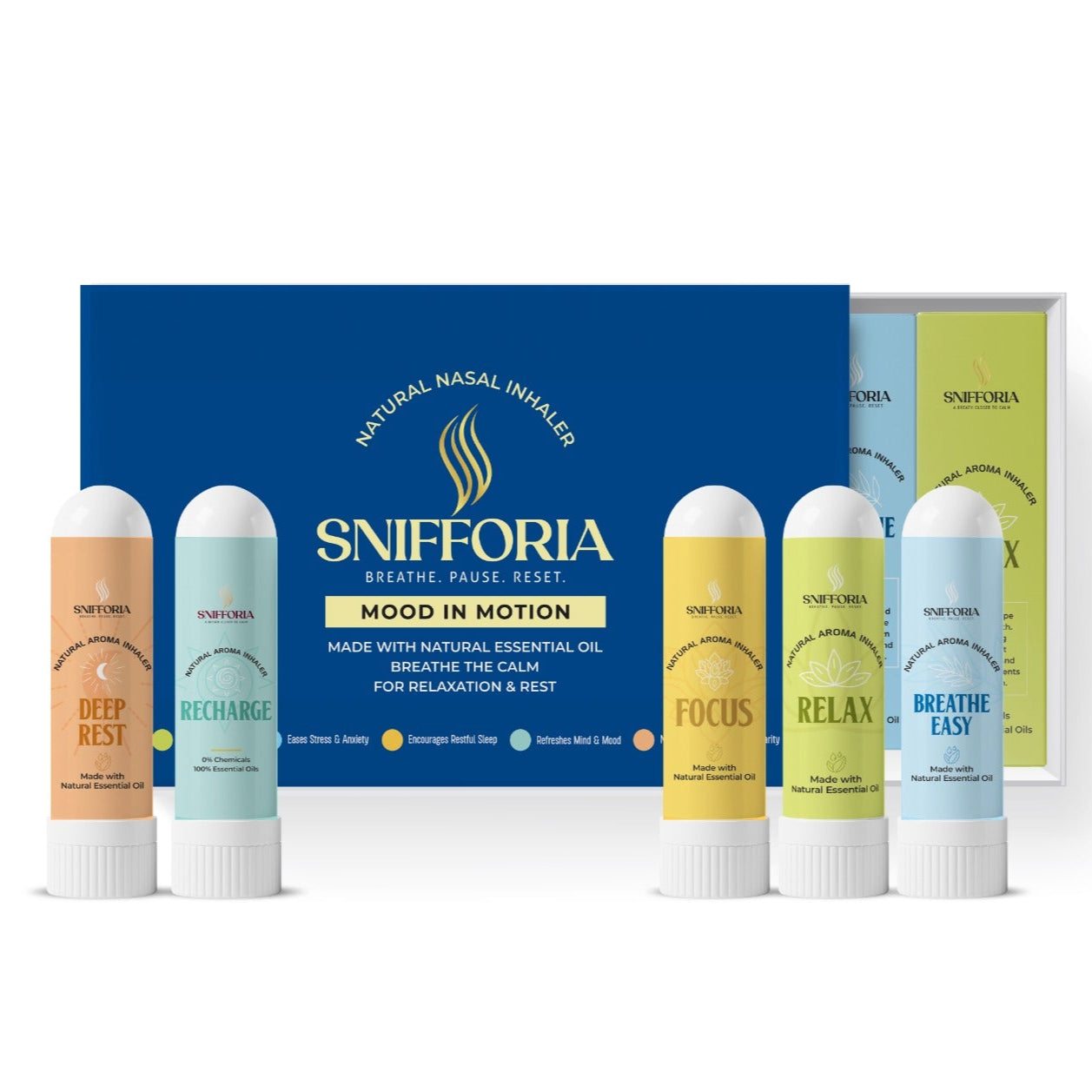 Snifforia Productivity Kit – 5 Mood In Motion Inhalers