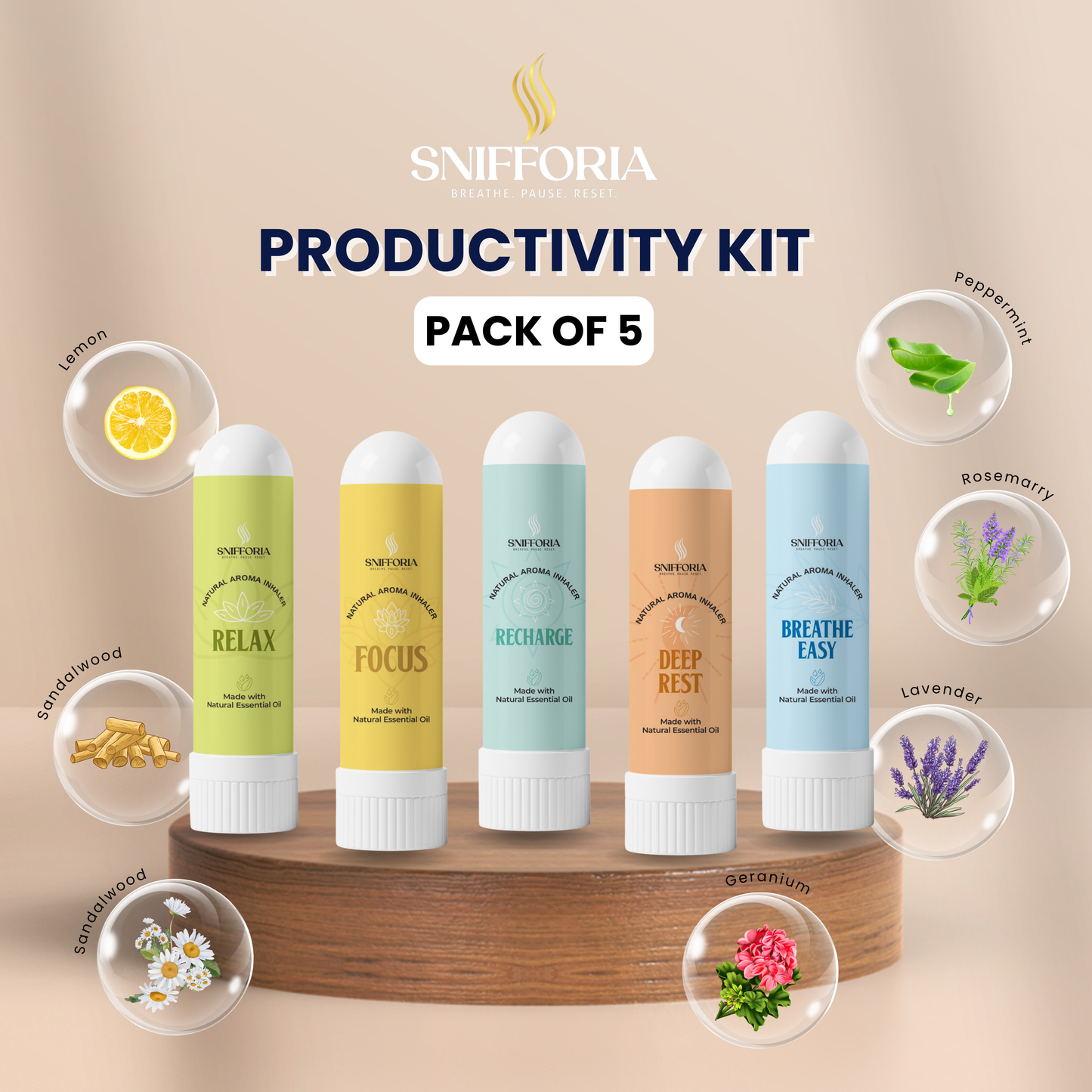 Snifforia Productivity Kit – 5 Mood In Motion Inhalers